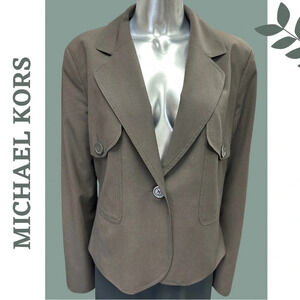 Michael Kors  Brown Label Lined Single
Breasted Blazer Chocolate Brown Size 14